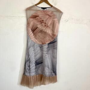 MAISON MARIE SAINT PIERRE pleated tulle print mini dress sz S